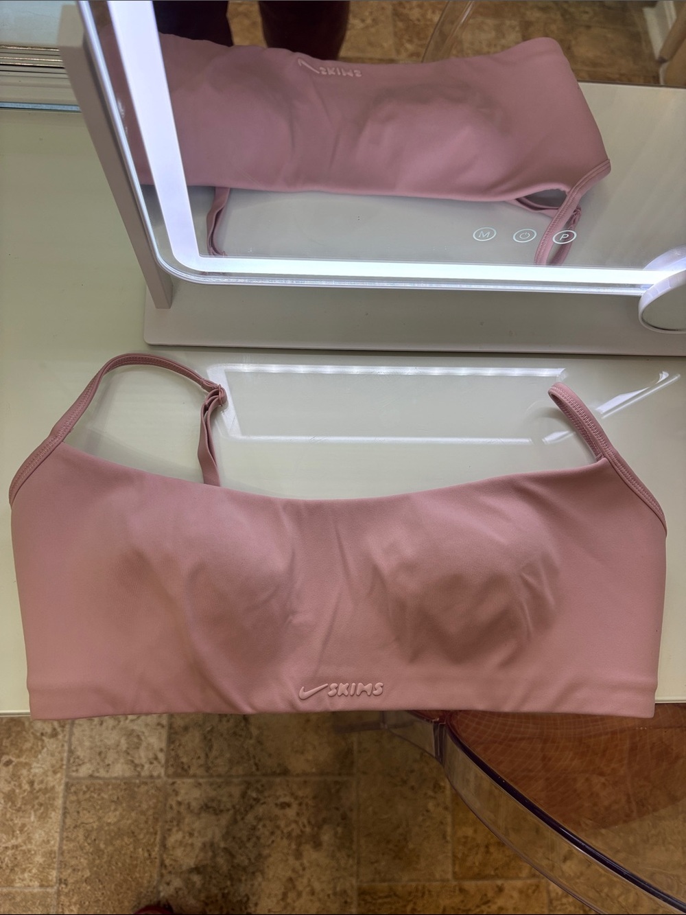 XLG SKIMS Dusty Pink Bandeau Bra with Thin Straps